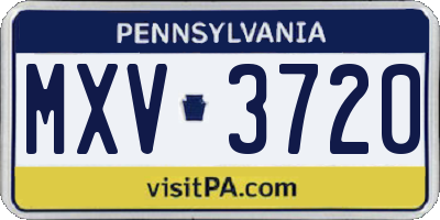 PA license plate MXV3720