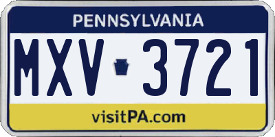 PA license plate MXV3721