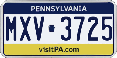 PA license plate MXV3725