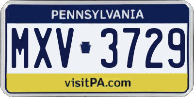 PA license plate MXV3729