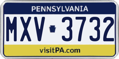 PA license plate MXV3732