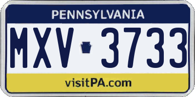 PA license plate MXV3733