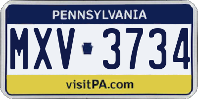 PA license plate MXV3734