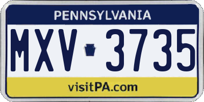 PA license plate MXV3735
