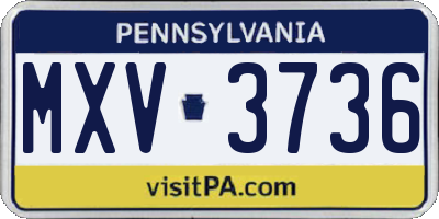 PA license plate MXV3736