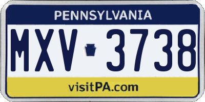 PA license plate MXV3738