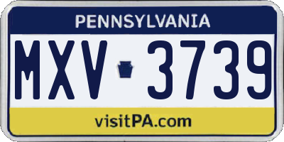 PA license plate MXV3739