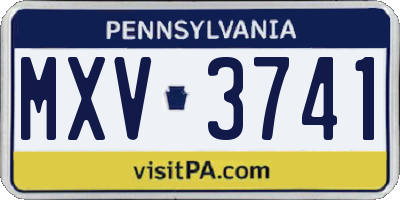 PA license plate MXV3741