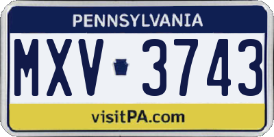 PA license plate MXV3743