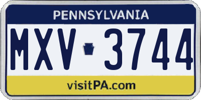 PA license plate MXV3744