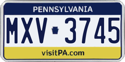 PA license plate MXV3745