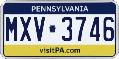 PA license plate MXV3746