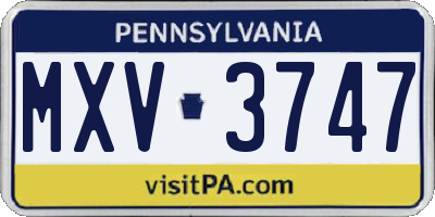 PA license plate MXV3747