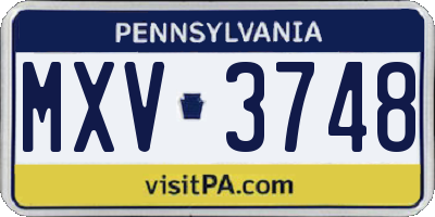 PA license plate MXV3748