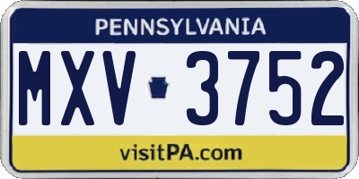 PA license plate MXV3752