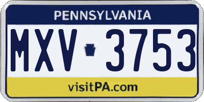 PA license plate MXV3753