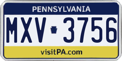 PA license plate MXV3756