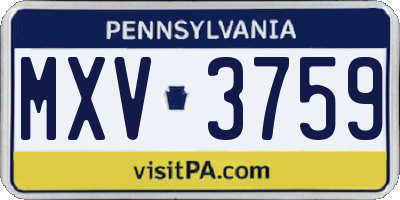 PA license plate MXV3759