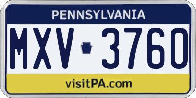PA license plate MXV3760