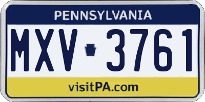 PA license plate MXV3761