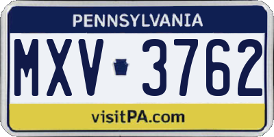 PA license plate MXV3762