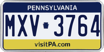 PA license plate MXV3764