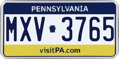 PA license plate MXV3765