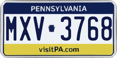 PA license plate MXV3768