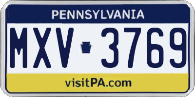 PA license plate MXV3769