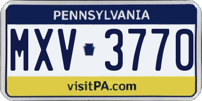 PA license plate MXV3770