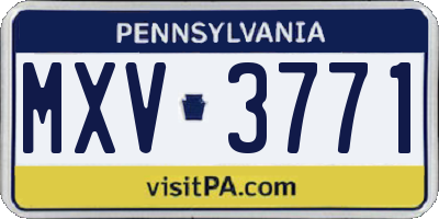 PA license plate MXV3771
