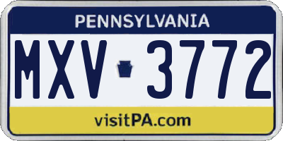 PA license plate MXV3772