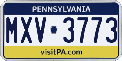 PA license plate MXV3773