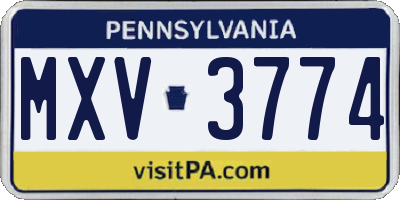 PA license plate MXV3774