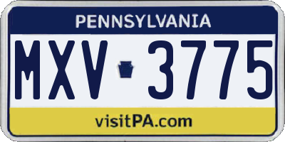 PA license plate MXV3775