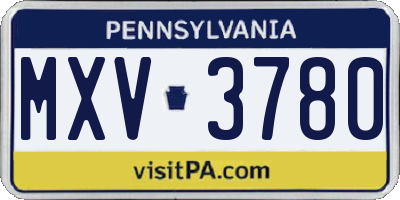 PA license plate MXV3780