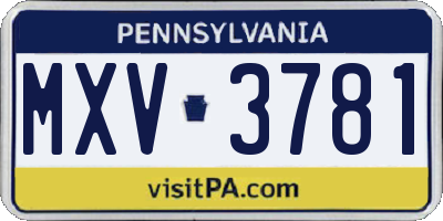 PA license plate MXV3781