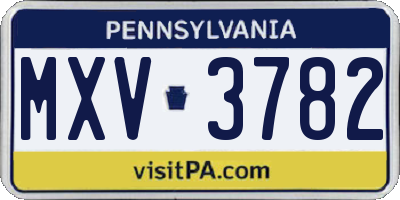 PA license plate MXV3782