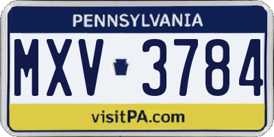 PA license plate MXV3784