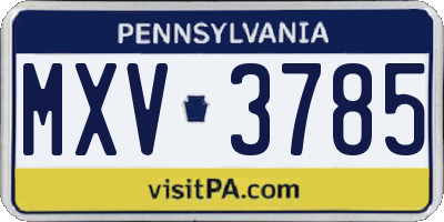 PA license plate MXV3785