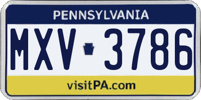 PA license plate MXV3786
