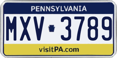PA license plate MXV3789