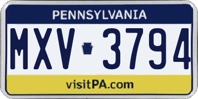 PA license plate MXV3794