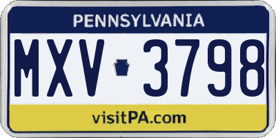 PA license plate MXV3798
