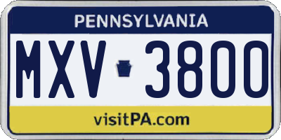 PA license plate MXV3800