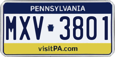 PA license plate MXV3801