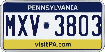 PA license plate MXV3803