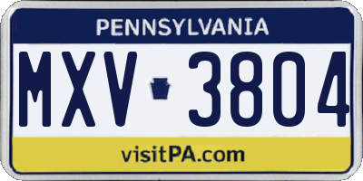 PA license plate MXV3804