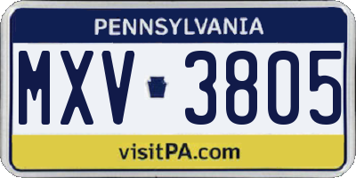 PA license plate MXV3805