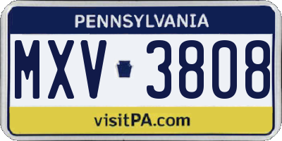 PA license plate MXV3808